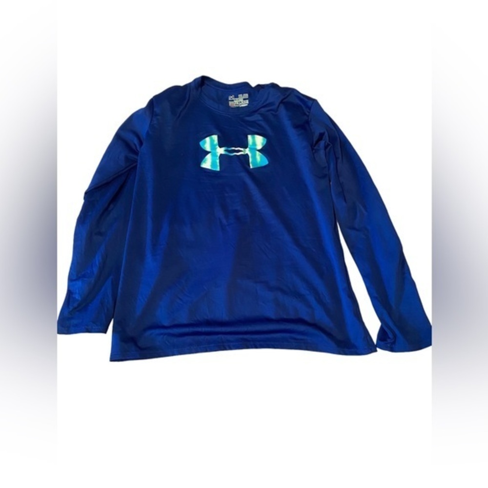 Under armor loose fit long sleeve logo T-shirt. Youth XL. Royal blue.